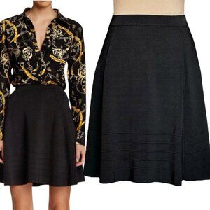 NWT Vertigo Paris A-Line Mini Skirt Sz.l Black Stretch Career Office Siren